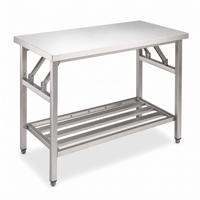 Plan de travail en acier inoxydable industriel 304 antirouille à double niveau avec pieds carrés, table de travail en acier inoxydable pour la transformation alimentaire