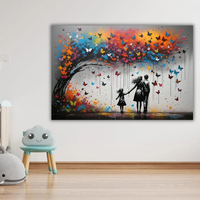 Toile d'art Banksy, Toile murale Famille de papillons Banksy, Art mural Graffiti Arbre aux papillons, Art mural moderne, Cadeau Graffiti