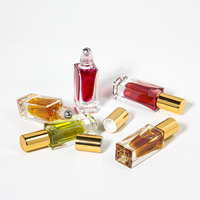 Mewah 5ml 7ml baru tren persegi kosong transparan kaca bening rol Lip Gloss Minyak Botol Serum dengan emas aluminium tutup