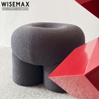 Meubles 75 cm en laine d'agneau doux et pelucheux, tabouret de salon nordique, en peluche