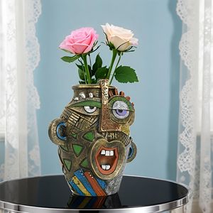 Vase Amusant Grande Bouche en Résine, Ornements Exagérés, Sculpture Visage de Dessin Animé à l'Expression Drôle, Décoration Créative Tendance pour la Maison et le Bureau - Product Image 4
