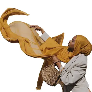 Summer Monochrome Solid Color Soft Viscose Head Wrap Scarves 185*85cm Muslim Women Head Wraps Plain Rayon Cotton Shawls Hijabs