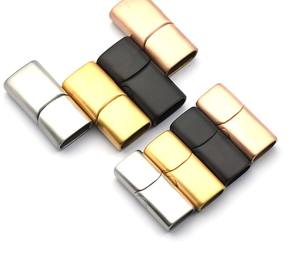 Fermoir magnétique plat en acier inoxydable plaqué or 18 carats pour cordons en cuir, accessoires de bijouterie - Fabrication de colliers/bracelets/vêtements - Product Image 5