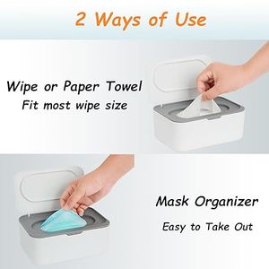 Distributeur de lingettes, support de lingettes pour bébé/adulte, conteneur de lingettes rechargeable, garde les lingettes propres, antidérapant, facile à ouvrir/fermer, étui pour lingettes - Product Image 2