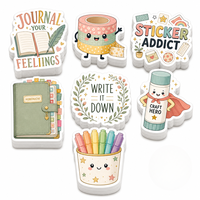 Autocollants personnalisés découpés sur mesure pour journal, papeterie, motifs floraux, autocollants imprimés avec logo amovible pour insert de boîte d'abonnement