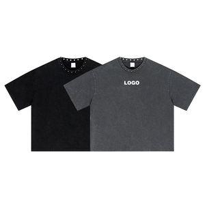T-shirt Boxy Fit da Uomo in Cotone Pesante 100% Vintage con Borchie Stampa Digitale Personalizzata Collo Tondo 285gsm - Product Image 2