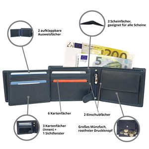 Cartera de cuero genuino para hombre, monedero negro con bloqueo RFID, tarjetero para uso diario, verano 2023 - Product Image 3