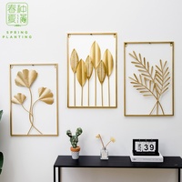 Décoration Murale Moderne en Fer Forgé Feuille Dorée pour Salon – Style Rétro pour Décoration Murale