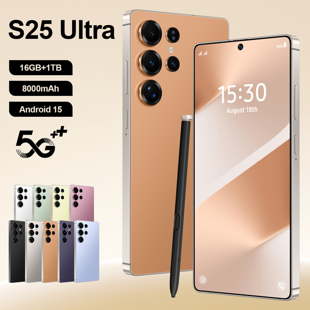 S25 Ultra 16GB+1TB OEM Android 15 Snapdragon 8 Gen 4 10-Core 7.3" 1440x3120 78MP+108MP 8000mAh 5G LTE Full Screen Global Phone