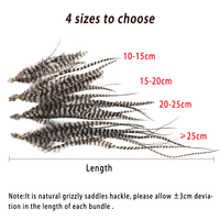 Plume de coq Grizzly Saddle Hackle, matériau pour la fabrication de mouches pour nymphes jig, Woolly Bugger, streamers et mouches pour brochet