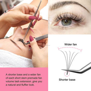 अल्ट्रा ब्लैक 3 डी 4 डी 5 डी 6 डी 8 0.07 8 डी 10d 0.07 शॉर्ट स्टेम लैश निजी लेबल पूर्वनिर्मित वॉल्यूम प्रशंसक पलक एक्सटेंशन एक्सटेंशन - Product Image 6
