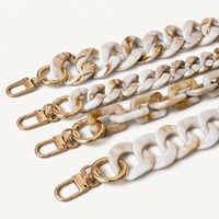 Chaîne de téléphone minimaliste en acrylique effet marbre beige, épaisse et détachable, pour sac bandoulière, poignée de sac à main, accessoire