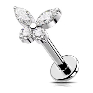 <span class=keywords><strong>Piercing</strong></span> de Titanio ASTM F136 con Rosca, Clásico, para Compromiso, Boda, Flor, Mariposa, Corazón, Pin, Push Lip, Stud, <span class=keywords><strong>Daith</strong></span>, Conch, Pendiente - Product Image 3