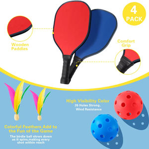 Juego Multifuncional para Exteriores, Combo de Pickleball y Bádminton para 4 Jugadores, Incluye Red, Palas, Pelotas y Bolsa para la Familia - Product Image 6