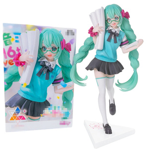 18CM Jouet Manga Figurine Statues Figures 16e Anniversaire Commémoratif Uniforme Scolaire Lunettes <span class=keywords><strong>Miku</strong></span> PVC Anime <span class=keywords><strong>Figure</strong></span> - Product Image 1