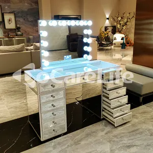 Estoque em u. s. funitures conjunto de mobiliário do quarto do luxo maquiagem vanity vestido com espelho mdf vanity maquiagem