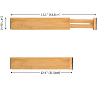 MIXWARES 4-delige set natuurlijke bamboe keukenlade organizers, verstelbare ladeverdelers voor keuken, slaapkamer, badkamer, commode, kantoor