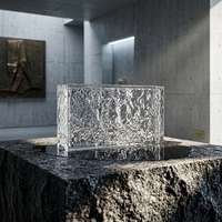 Brique de verre cristallin solide à double face rainurée avec motif de glace, de qualité supérieure, pour cloison de mur d'hôtel