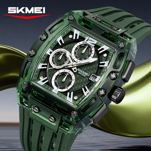 Montres pour hommes avec logo personnalisé OEM, nouveau design, étanches 3ATM, style sport de plein air, mouvement japonais, bracelet en silicone, montre à quartz - Product Image 1