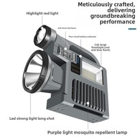 Lampe torche portable solaire ABS multifonction transfrontalière avec affichage, pour usage d'urgence, chargement Type-C, extérieur, Douyin