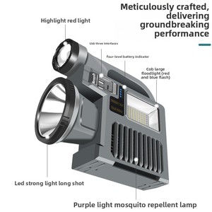 Linterna Portátil Solar ABS Multifunción con Pantalla para Uso de Emergencia, Carga Tipo-C, para Exteriores, Ideal para Douyin - Product Image 3