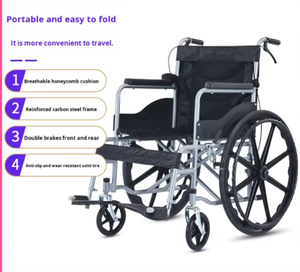 Lightweight Folding Travel Wheelchair for Adults and Elderly Compact <b>Carry</b> Bag with Handbrake Ultralight Rollator for Children - Product Image 6