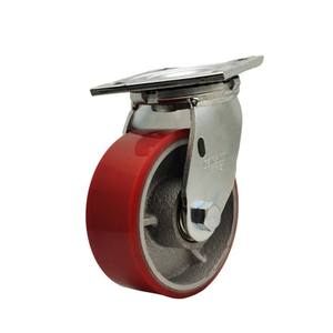 Heavy Duty Caster <b>Wheel</b> 6 Inch Cast Iron Core Industrial Polyurethane <b>Trolley</b> <b>Wheels</b> Ball Bearing Rigid Swivel Castor Galvanized - Product Image 3
