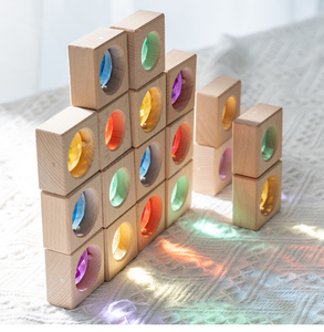 <span class=keywords><strong>Blocchi</strong></span> di Costruzione Educativi Montessori <span class=keywords><strong>in</strong></span> <span class=keywords><strong>Legno</strong></span> Premium, 40 Pezzi, Gemme Arcobaleno Miste, Effetto Caleidoscopio, Cristallo Macaron - Product Image 2