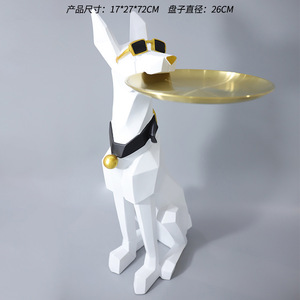 גדול גודל דוברמן כלב שרף פסל עם אחסון מגש עבור סלון עיצוב הבית - Product Image 4