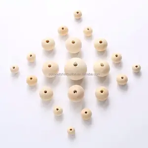 Accesorios de joyería DIY de buena calidad decoración de llavero 25mm agujero redondo Natural sin letras cuentas de madera