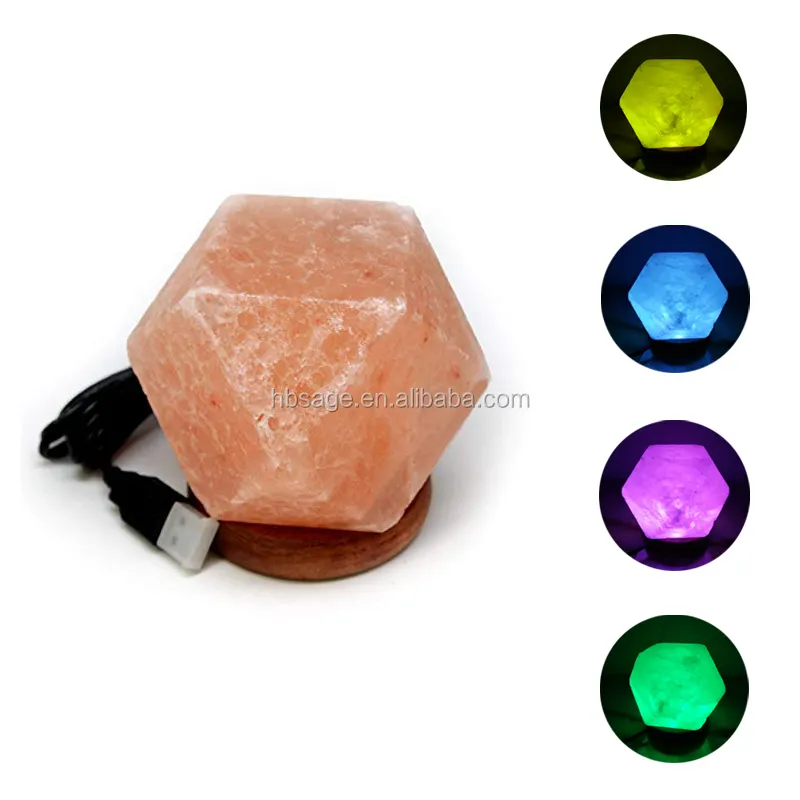 USB Diamond Himalayan Salt LampとChanging Colors