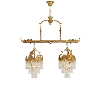 Lámpara Colgante de Cristal de Lujo Europea para Villa o Restaurante, Araña de Cristal Clásica Retro, Lámpara de Techo de Cobre para Dormitorio