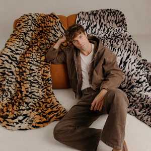 Selimut nyaman lapisan dua sisi lembut, selimut lempar palsu Kelinci bulu imitasi spandeks kerut seri hewan untuk musim dingin - Product Image 6