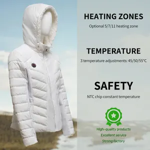 Chaqueta térmica personalizada para mujer, Abrigo acolchado de invierno para la nieve con aplicación de batería y controlador de temperatura para el calor al aire libre