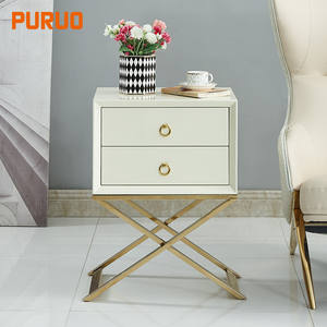 <strong>Narrow</strong> Makeup Corner <strong>Bedside</strong> <strong>Table</strong> Beige White Solid Wood Luxury Hotel Nightstand Modern Steel and Mdf Safe <strong>Bedside</strong> <strong>Table</strong> for Tv - Product Image 2