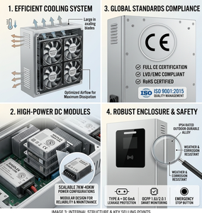 สถานีชาร์จรถยนต์ไฟฟ้าอัจฉริยะ SHUOLEX Modular 7KW-40KW 380V แบบติดผนัง พร้อมพัดลมระบายความร้อนประสิทธิภาพสูง สำหรับการใช้งานเชิงพาณิชย์ - Product Image 3