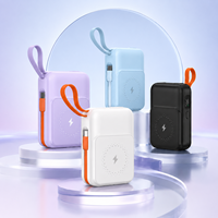 Banco de Energía Inalámbrico Magnético de 10000 mAh, Cargador Portátil de 22.5 W con Cables de Carga Dobles Integrados, Power Bank para Uso Diario