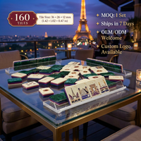 Jeu de Mahjong Américain 160 Tuiles Acryliques Thème Tour Eiffel Paris Cadeau de Luxe pour Femme Vente en Gros Personnalisé Prêt à Expédier Livraison Rapide
