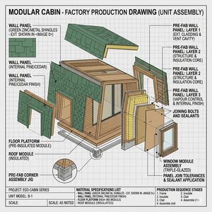 DsonEIIxoren Cabane de jardin moderne avec structure en bois, portes vitrées, toit vert, studio de jardin, cabane pour patio - Product Image 3