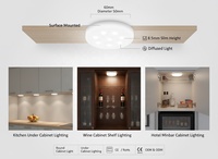 Lumière sous-armoire ultra-mince ronde à montage en surface, mini spot LED pour étagère d'armoire 5017-11-1
