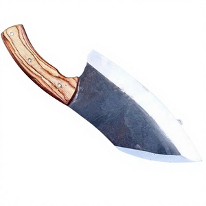 Cuchillo de carnicero de acero de Damasco hecho a mano, de grado industrial, con mango de madera, personalizable, OEM, funda de cuero única con cuchillos - Product Image 3