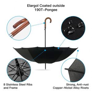 Parapluie droit traditionnel chinois à manche en bois avec impression personnalisée pour usage extérieur - Product Image 2