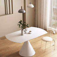 Table à manger extensible ModHomi de style italien, plateau en marbre crème français, pieds en acier carbone, table de salon, table de restaurant
