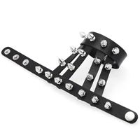 Bracelet de poignet en cuir à rivets argentés de style punk gothique, à pointe, avec dos en cuir, 20 cm, unisexe