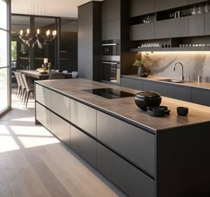 Armario Modular Sin Marco Negro Brillante de Alta Gama, Diseño Europeo con Cajones de Cierre Suave para Dormitorio - Product Image 4