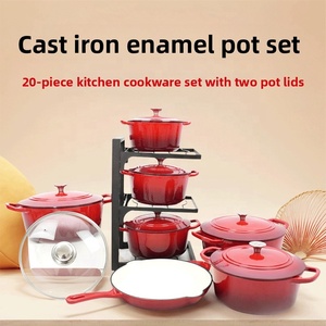Ensemble de 20 ustensiles de cuisine en <span class=keywords><strong>fonte</strong></span> émaillée antiadhésifs avec couvercles en verre/<span class=keywords><strong>fonte</strong></span>, design moderne et minimaliste, multifonctionnel - Product Image 5