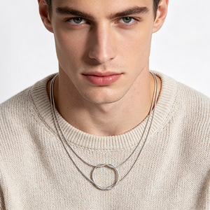 Collier tibétain en argent avec pendentif serpent géométrique, pour usage quotidien, unisexe, chaîne de clavicule, bijou cadeau, longueur 455 cm - Product Image 2