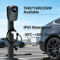 7kW Akıllı APP'li EV Şarj Cihazı IEC 62196-2 24 Ay Garantili 32A Çıkışlı Yer Tipi EV Şarj İstasyonu 5 Metre Kablolu