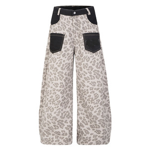 Pantalones Vaqueros de Mezclilla con Estampado de Leopardo para Mujer, Estilo Vintage, Casual, de Pierna Recta, Holgados, de Cintura Alta - Product Image 4