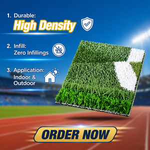 Gazon artificiel sans remplissage conforme à la norme internationale EN 15330 |   Sans remplissage, sans amortisseur |   Terrain de football en gazon synthétique, terrain de futsal en gazon synthétique - Product Image 1